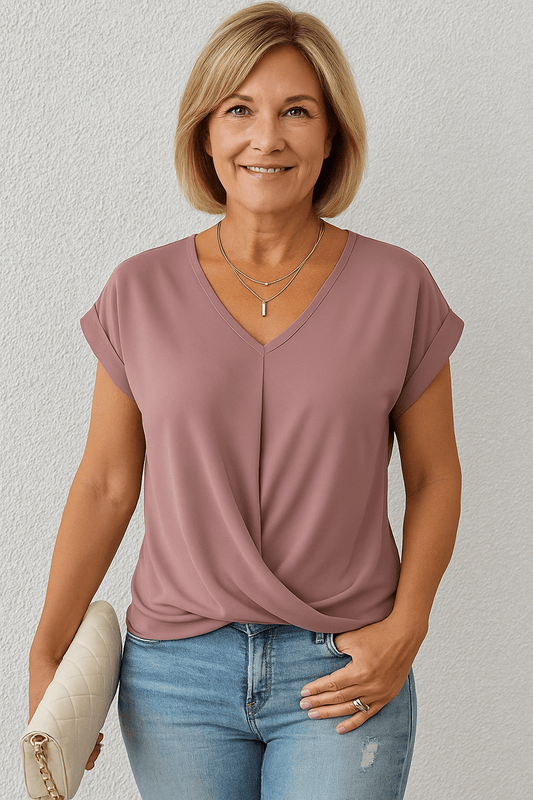 Liana | Soft Drape Twist-Front Top - Flattering, Comfortable & Elegant - Alira - Boutique