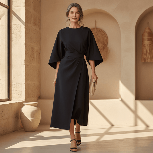 Lissey - Minimalist Belted Luxe Dress - Alira - Boutique