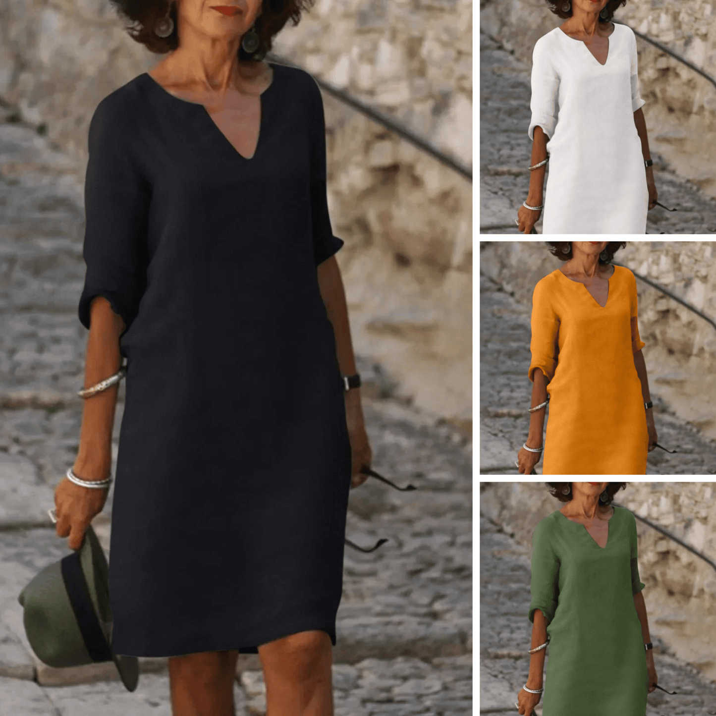 Lola - Relaxed V-Neck Dress - Alira - Boutique