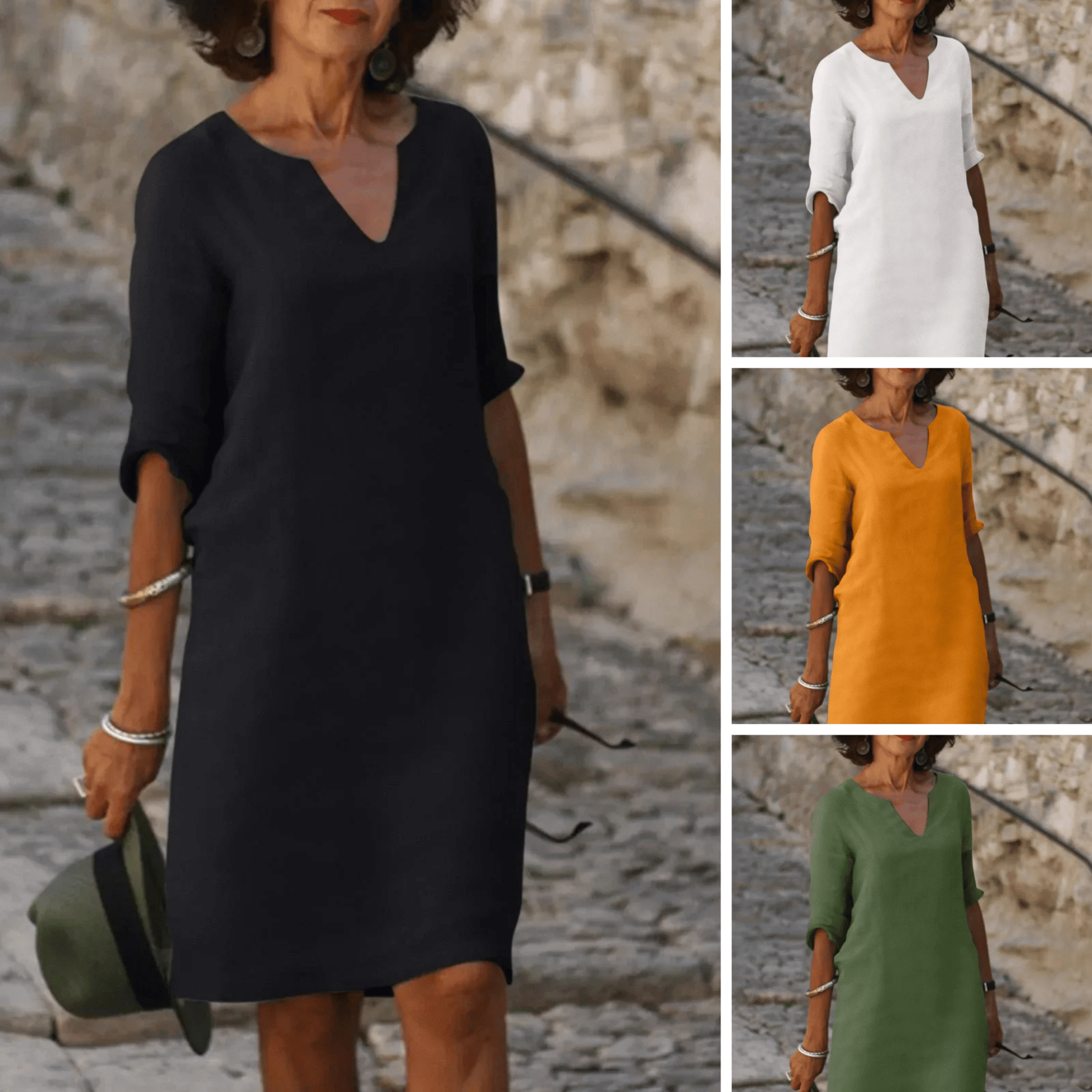 Lola - Relaxed V-Neck Dress - Alira - Boutique