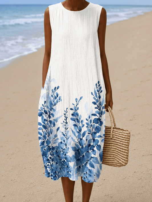 Lucy - Women's Sleeveless Printed Midi Casual Dress - Alira - Boutique
