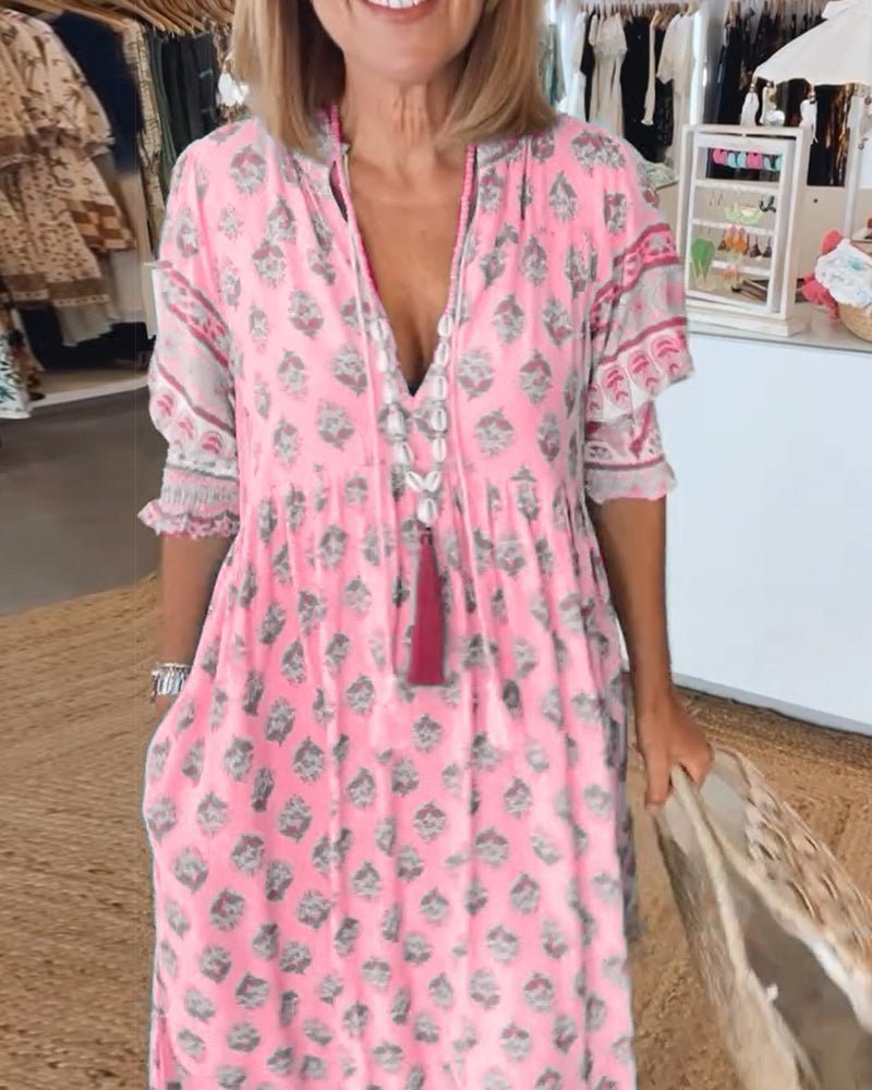 Mana | Chic Floral V-Neck Dress - Alira - Boutique