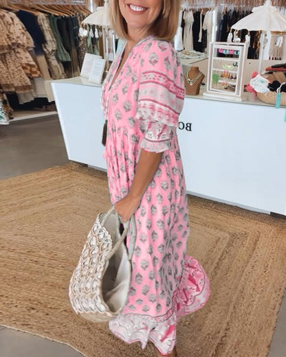 Mana | Chic Floral V-Neck Dress - Alira - Boutique