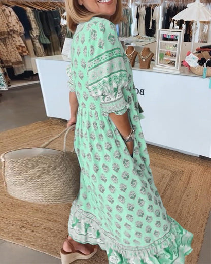 Mana | Chic Floral V-Neck Dress - Alira - Boutique