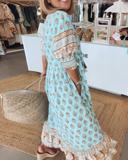 Mana | Chic Floral V-Neck Dress - Alira - Boutique