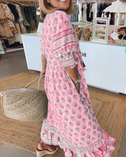 Mana | Chic Floral V-Neck Dress - Alira - Boutique