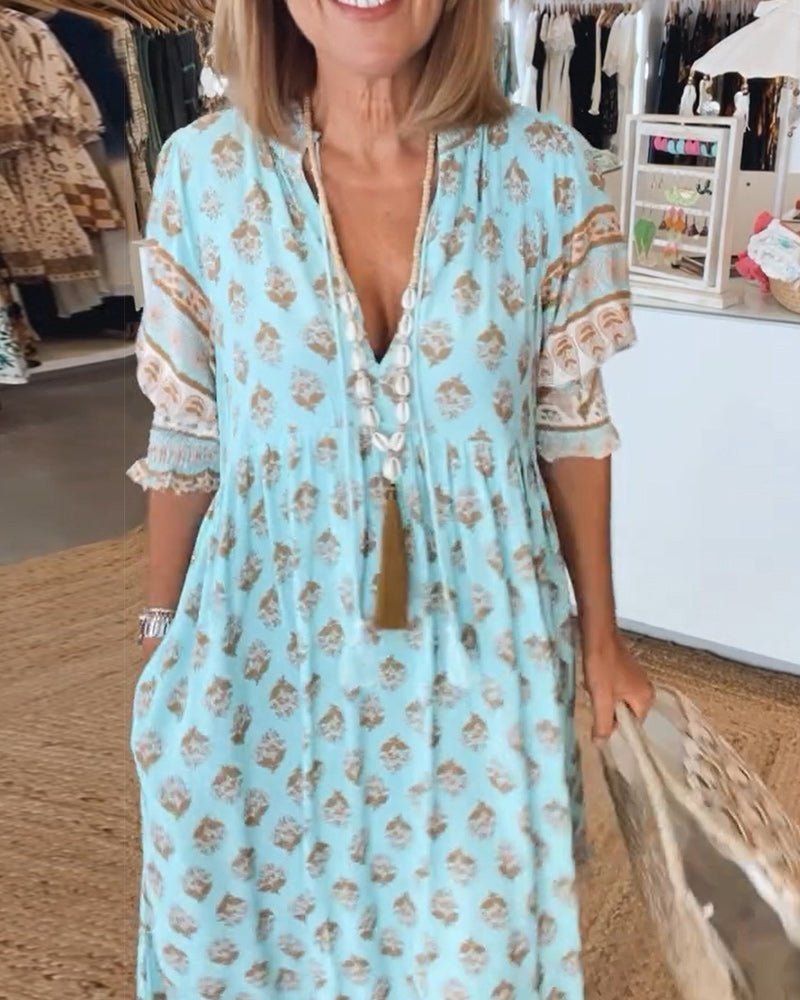 Mana | Chic Floral V-Neck Dress - Alira - Boutique