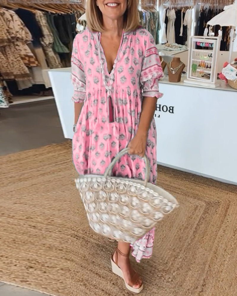 Mana | Chic Floral V-Neck Dress - Alira - Boutique
