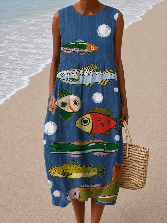 Mia - Women’s Sleeveless Relaxed Fit Midi Dress - Alira - Boutique