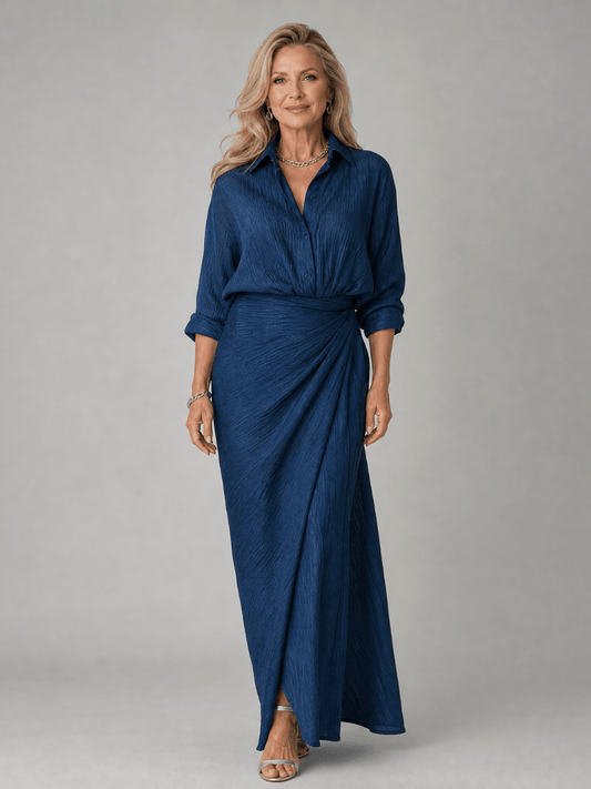 Mirque™ Long Sleeve Wrap Front Maxi Dress - Alira - Boutique