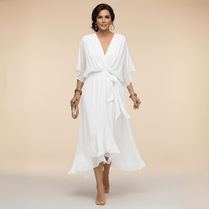 Monica | Chiffon Dress with V-Neck - Alira - Boutique