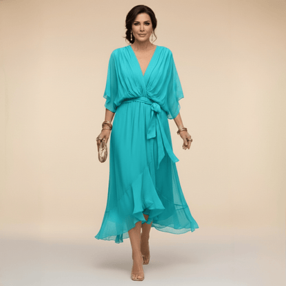 Monica | Chiffon Dress with V-Neck - Alira - Boutique