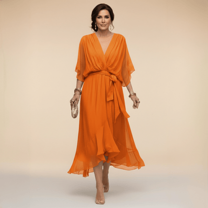 Monica | Chiffon Dress with V-Neck - Alira - Boutique