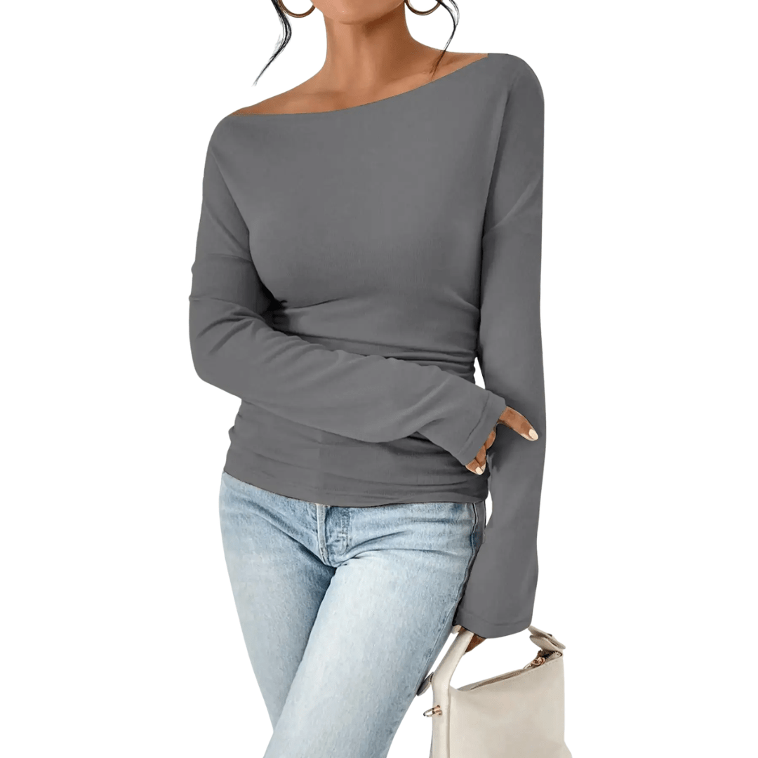 NAOMI™ – Sleek One-Shoulder Long-Sleeve Top - Alira - Boutique
