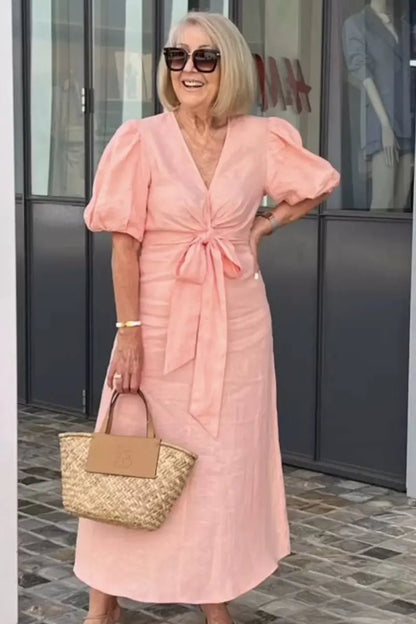 Natasha - Elegant V-Neck Dress - Alira - Boutique