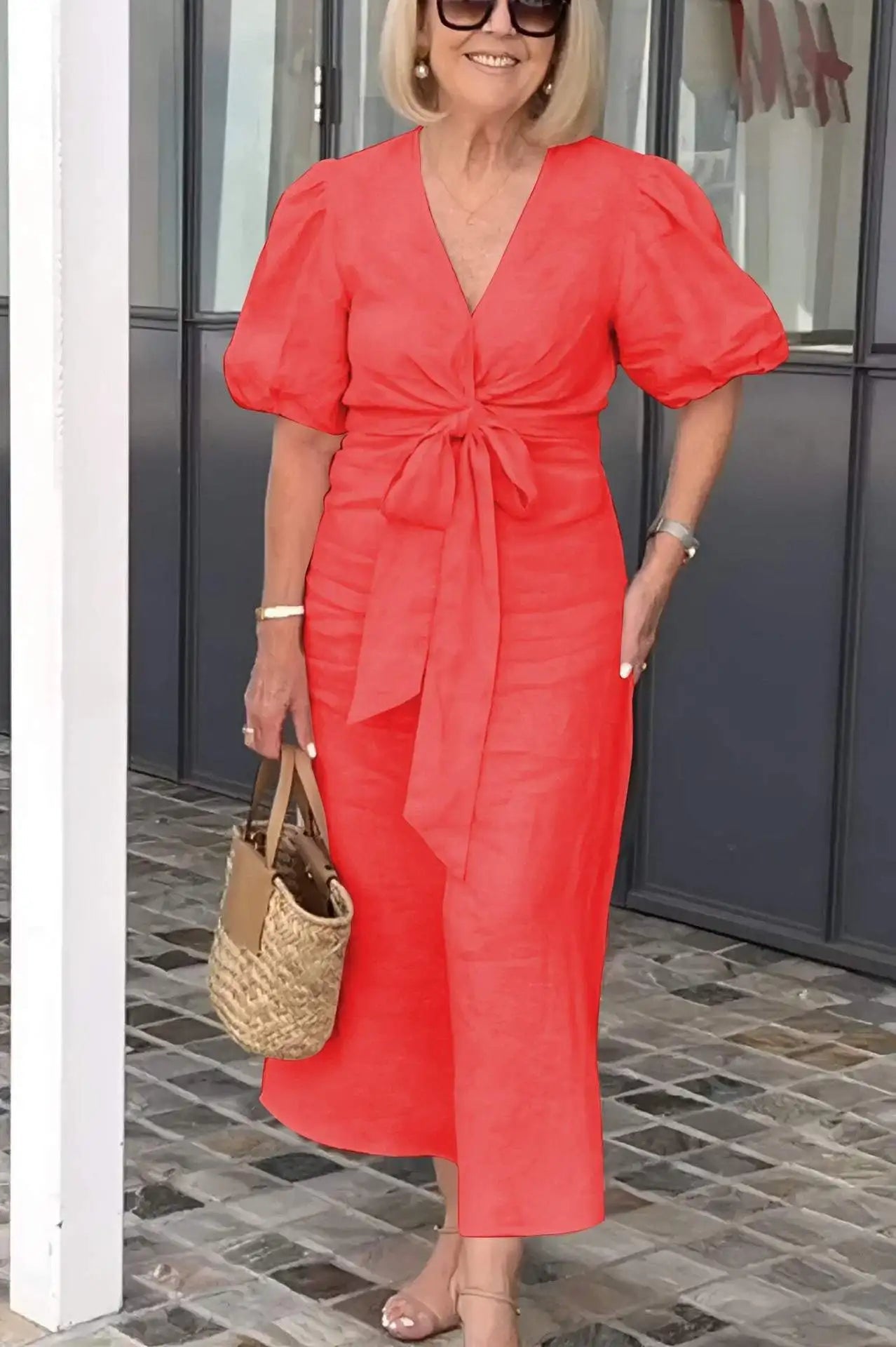Natasha - Elegant V-Neck Dress - Alira - Boutique