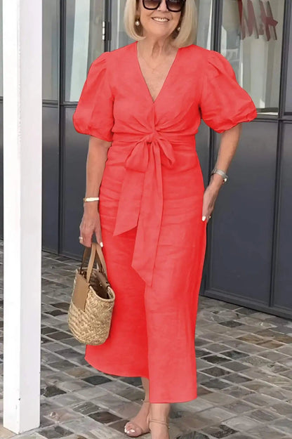 Natasha - Elegant V-Neck Dress - Alira - Boutique