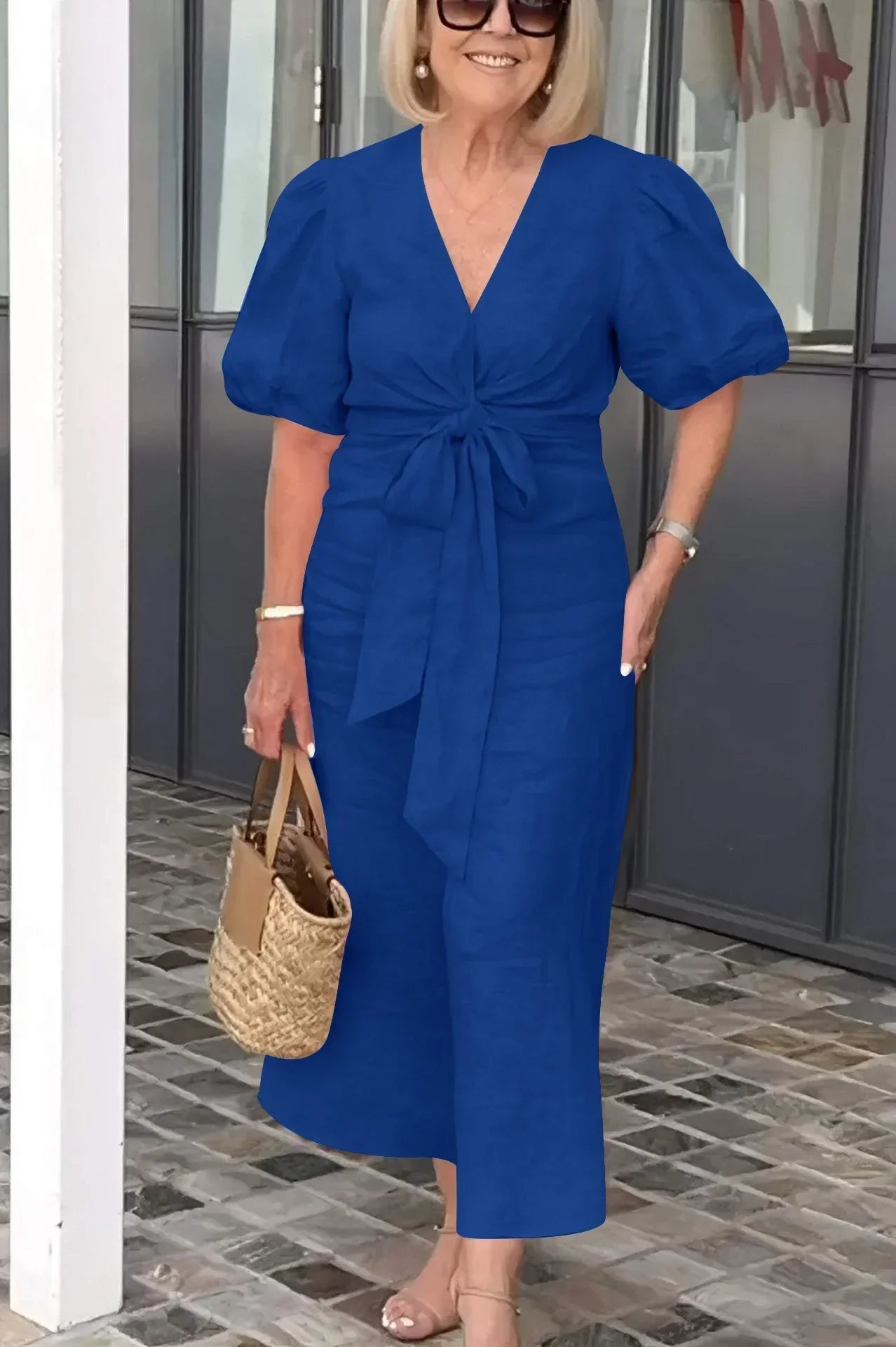 Natasha - Elegant V-Neck Dress - Alira - Boutique