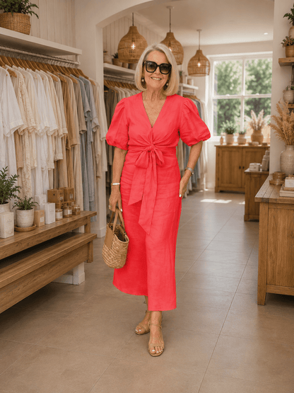 Natasha - Elegant V-Neck Dress - Alira - Boutique