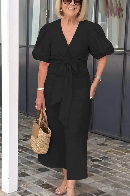 Natasha - Elegant V-Neck Dress - Alira - Boutique
