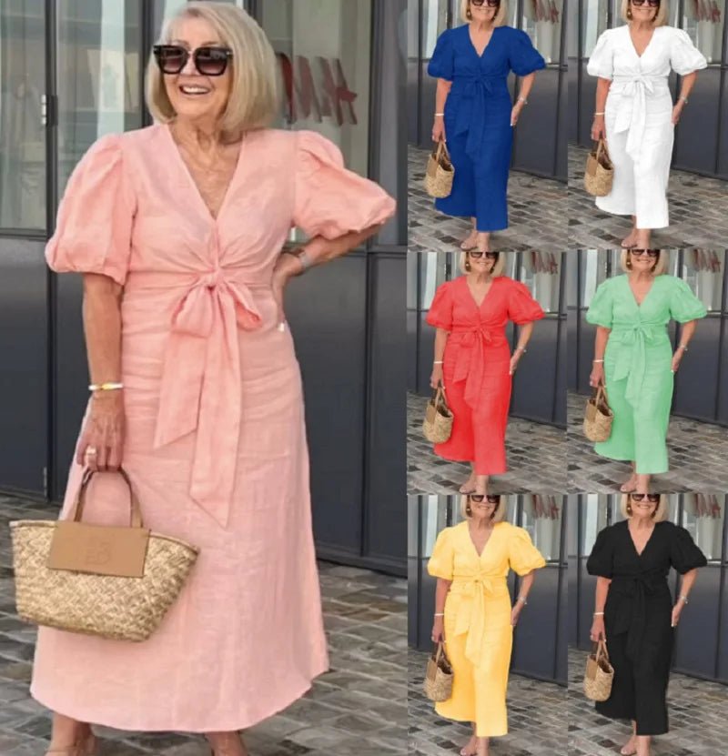 Natasha - Elegant V-Neck Dress - Alira - Boutique