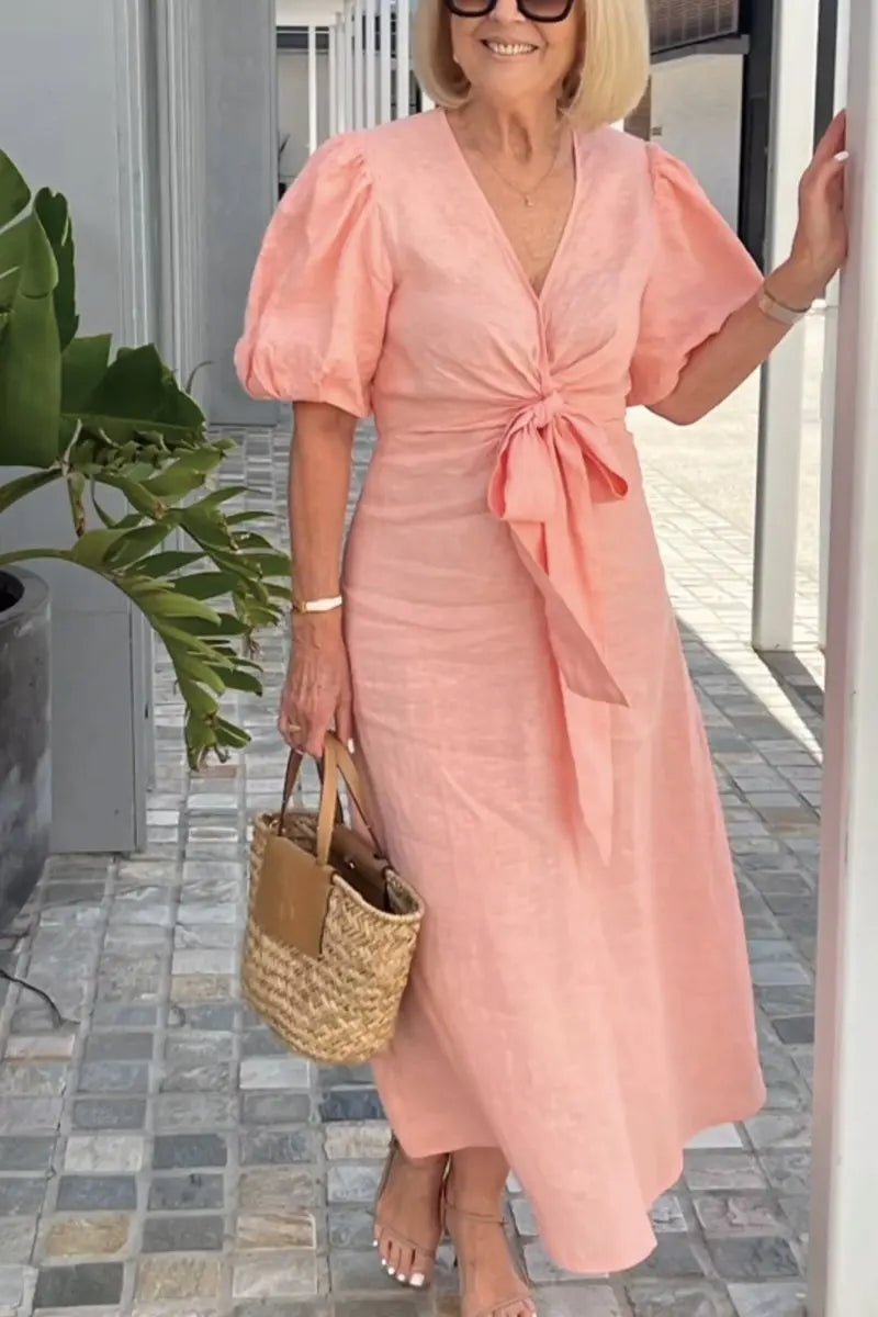 Natasha - Elegant V-Neck Dress - Alira - Boutique