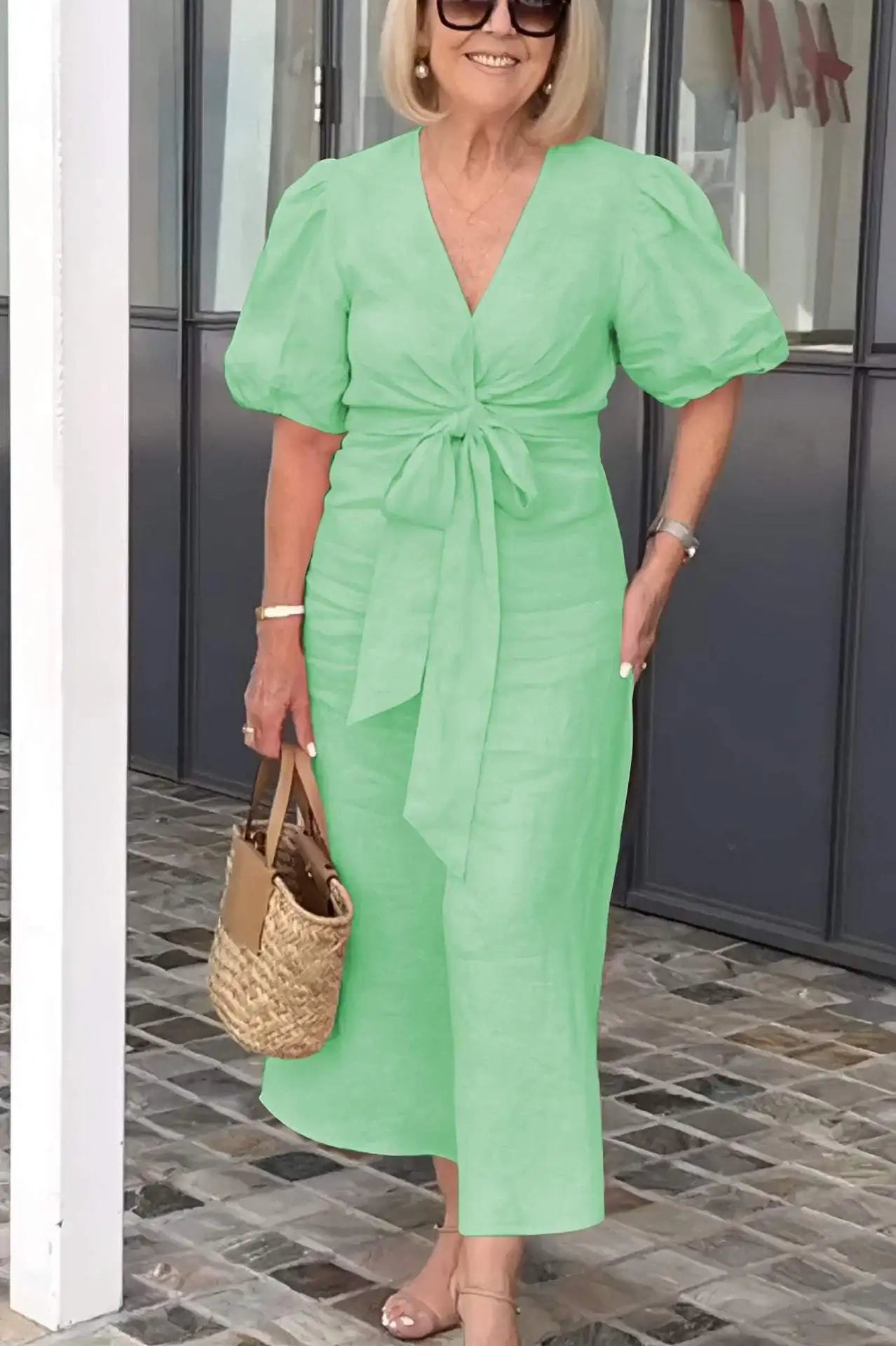 Natasha - Elegant V-Neck Dress - Alira - Boutique