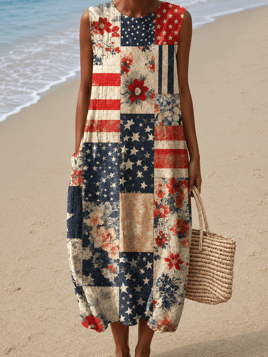 Nicole - Women's Sleeveless Printed Midi Casual Dress - Alira - Boutique