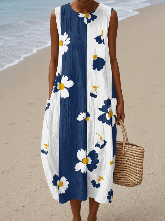 Nora - Women's Sleeveless Printed Midi Casual Dress - Alira - Boutique