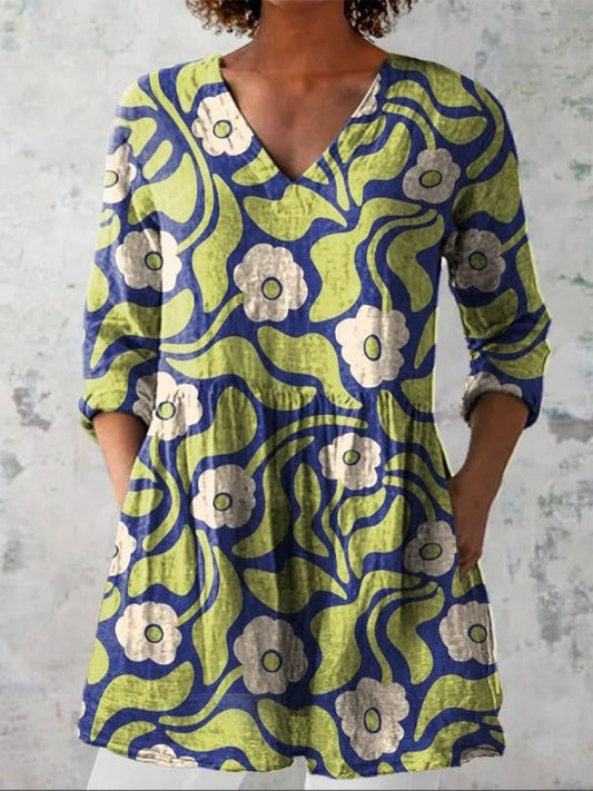 Olivia | Romantic Floral V-Neck Shirt - Alira - Boutique