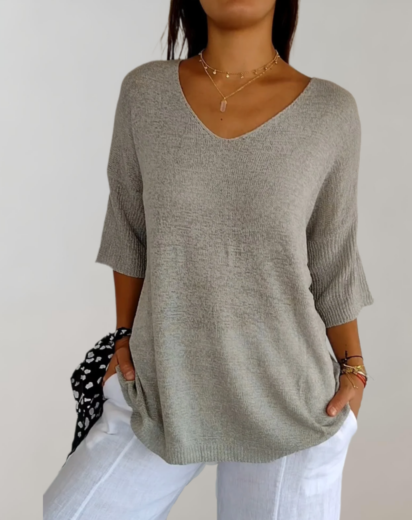 Grisandra | V-Neck Knitted Top