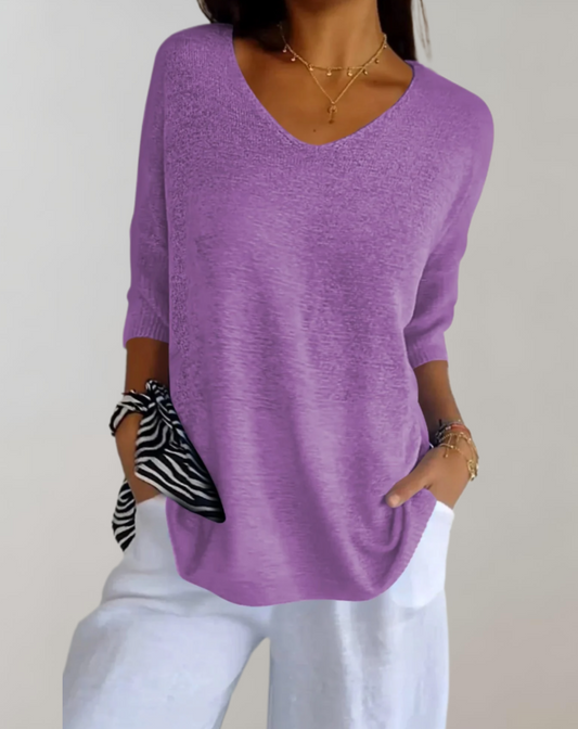 Violestra | V-Neck Knitted Top