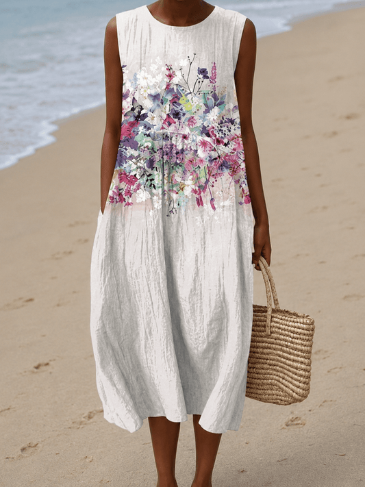Penelope - Women's Sleeveless Printed Midi Casual Dress - Alira - Boutique