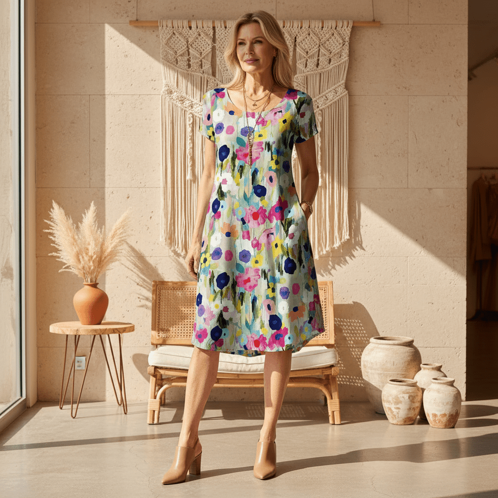 Priya - Watercolor Bloom Dress - Alira - Boutique