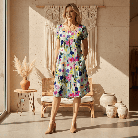 Priya - Watercolor Bloom Dress - Alira - Boutique