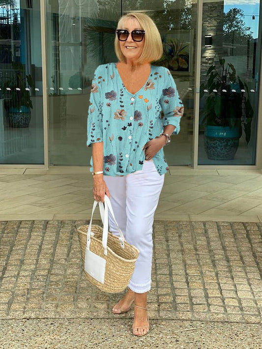 Quinty | Printed Button Tunic Top - Alira - Boutique
