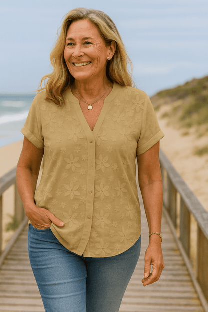 Rena Natural Cotton-Linen Top - Alira - Boutique