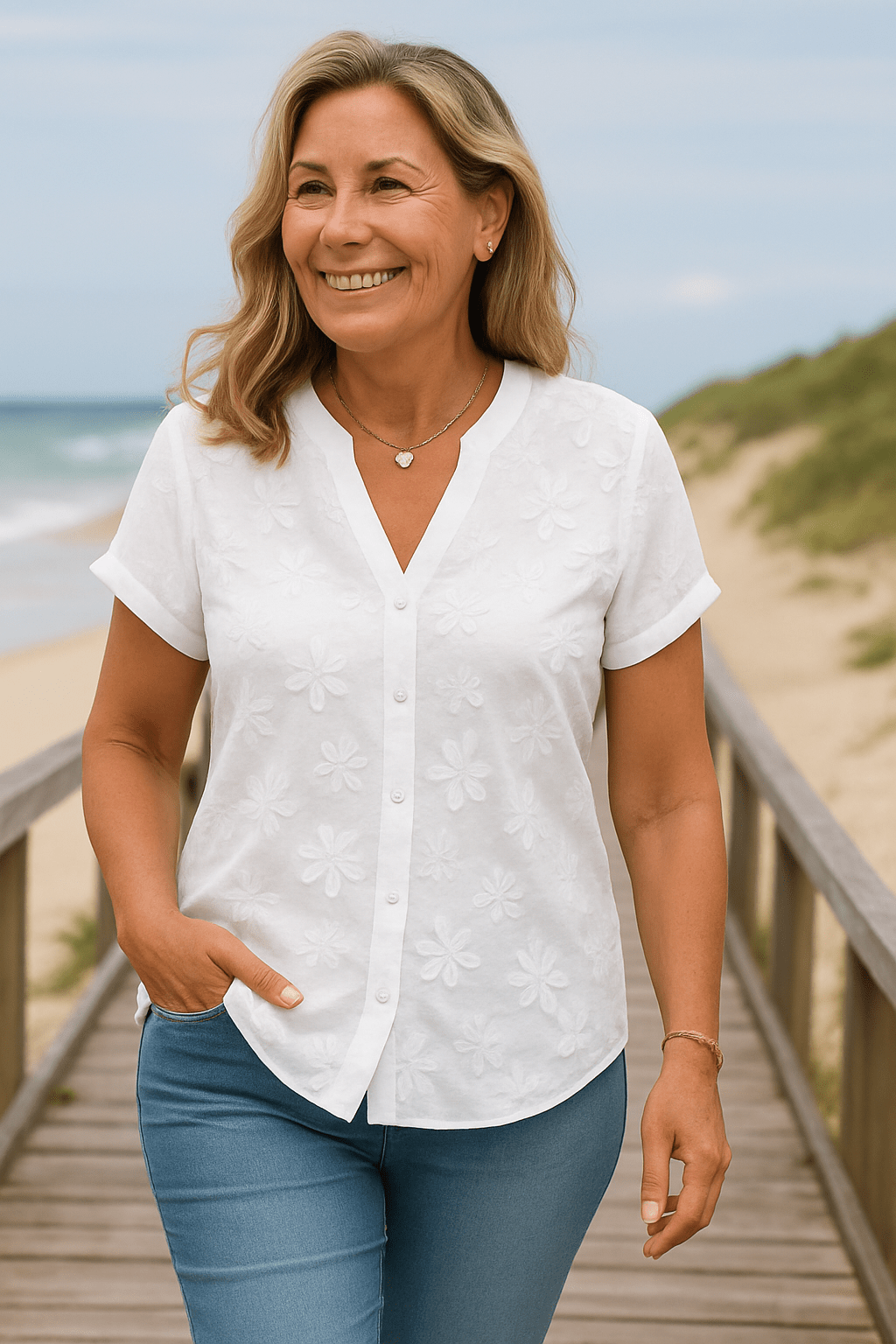 Rena Natural Cotton-Linen Top - Alira - Boutique