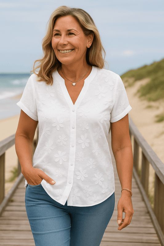 Rena Natural Cotton-Linen Top - Alira - Boutique