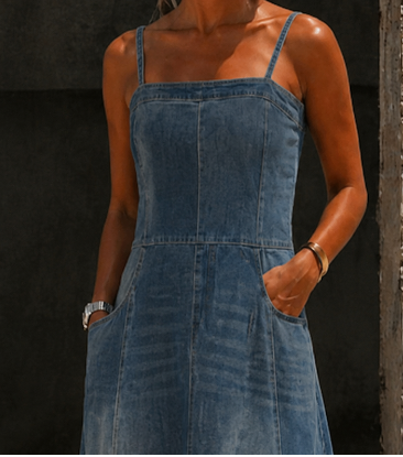 Savannah | Vintage Denim Maxi Dress