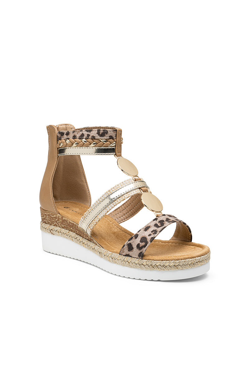 Delyth | Leopard Wedge Sandal