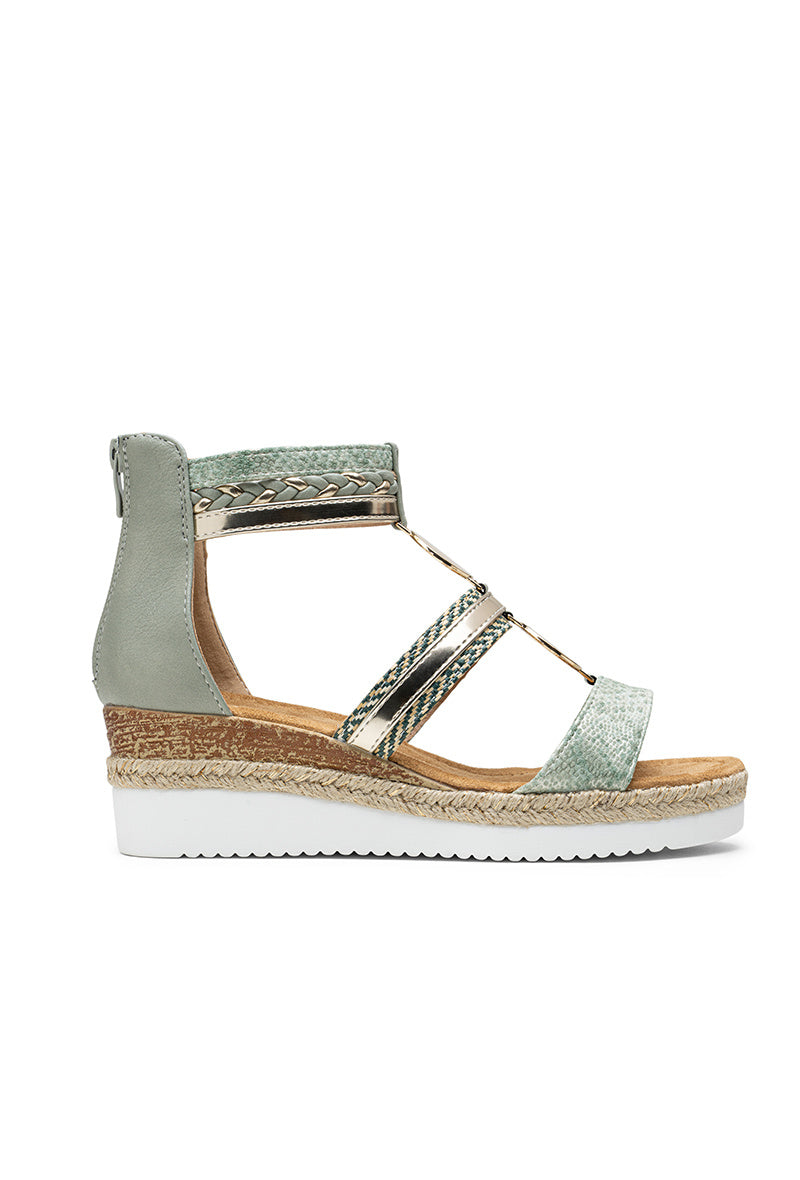 Nixie | Green Wedge Sandal