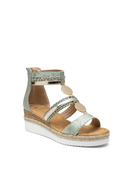 Nixie | Green Wedge Sandal