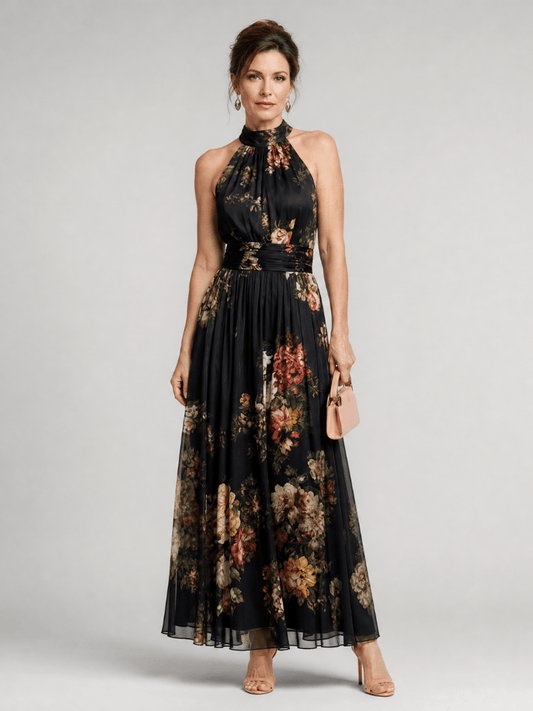 Sior™ Floral Halter Neck Midi Dress - Alira - Boutique