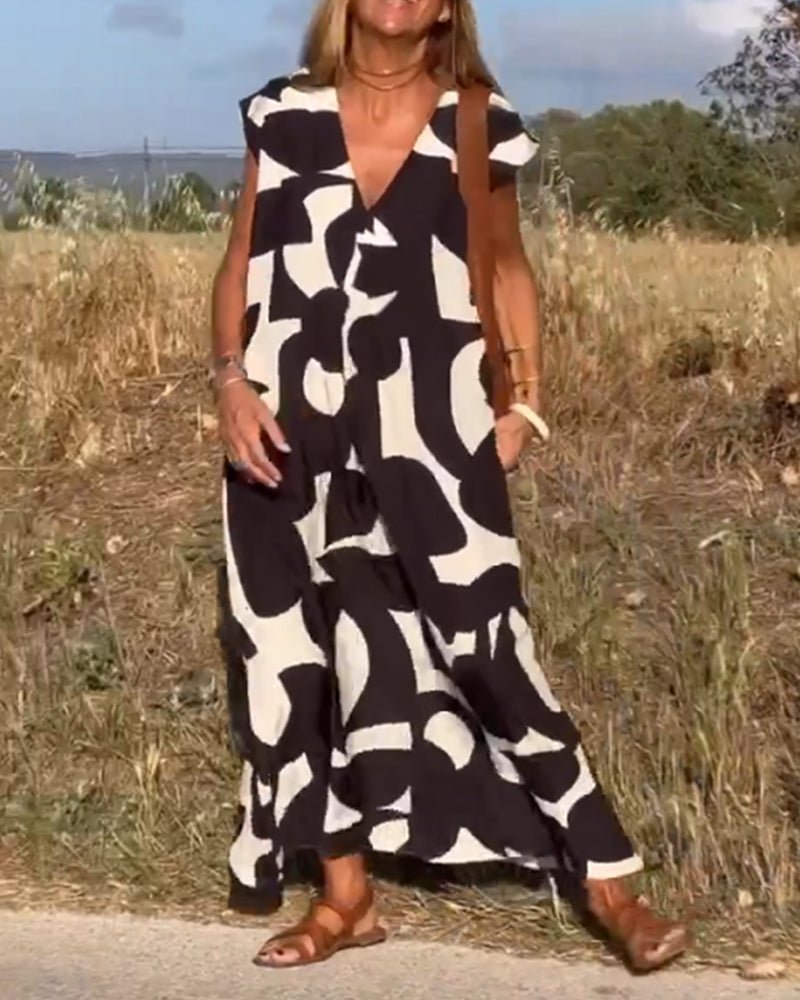Sita - Dress with print and V-neckline - Alira - Boutique
