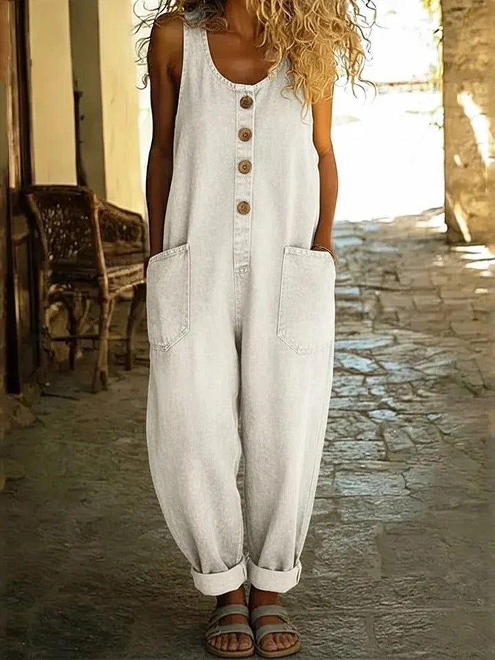 Skylar - Vintage Washed Cotton Denim Overalls - Alira - Boutique