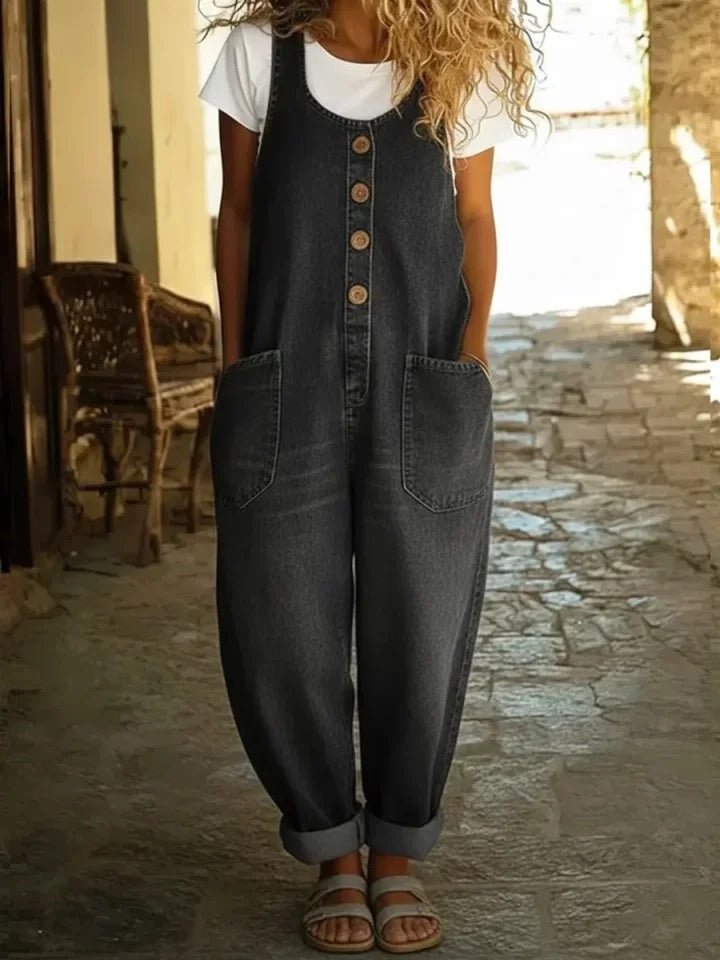 Skylar - Vintage Washed Cotton Denim Overalls - Alira - Boutique