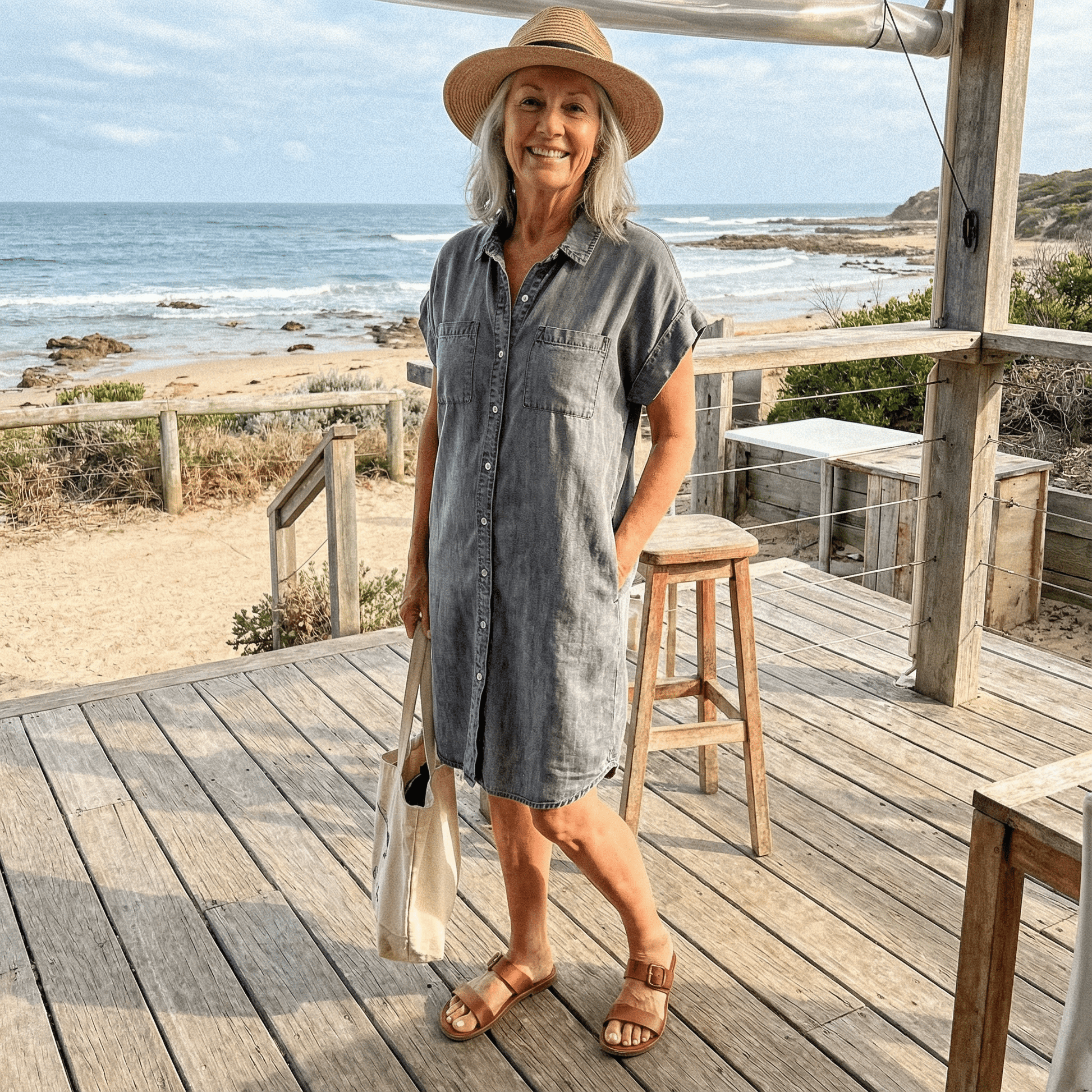 Sofia™ - Casual Denim Print Dress - Alira - Boutique