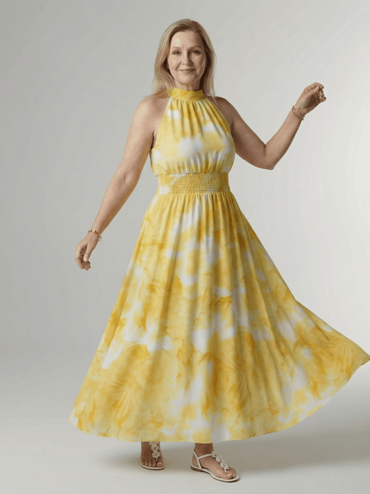 Sylin | Ruched Halter Midi Dress - Alira - Boutique