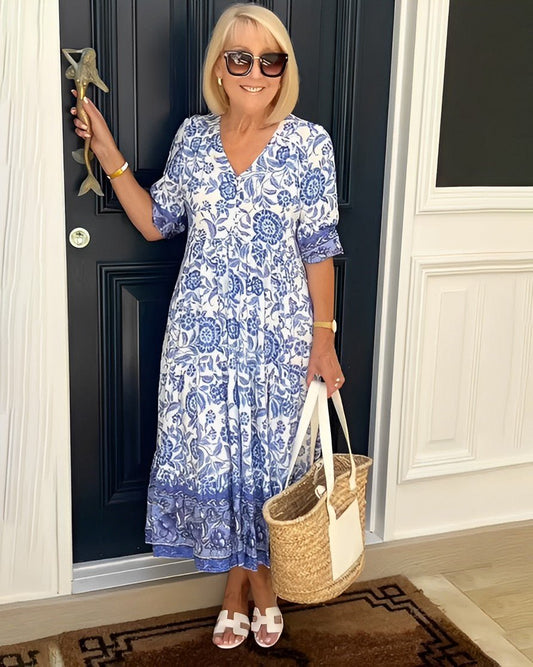 Tallis | Graceful V-Neck Floral Dress - Alira - Boutique